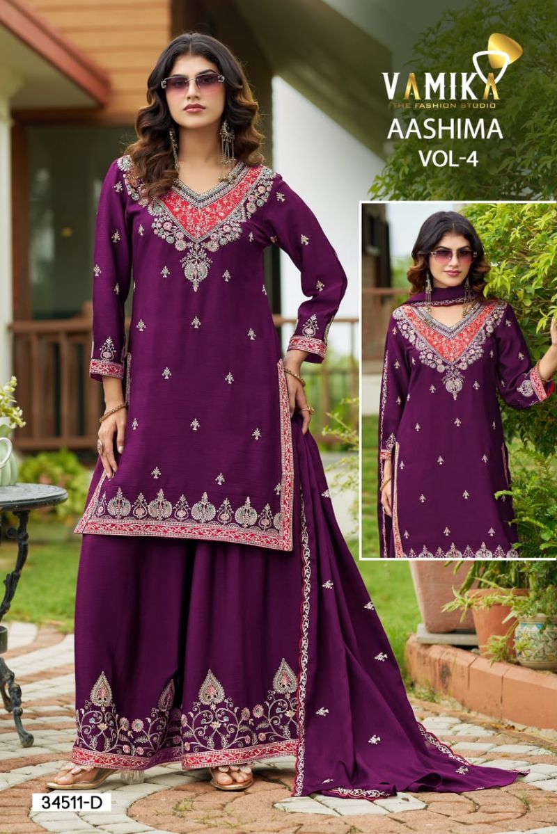 Vamika Ashima Vol 4 Atex Chinon Embroidered Salwar Kameez Catalog — Wholesale Pakistani Suits, Vardan Ethnic wholesale from Surat — Photo 4