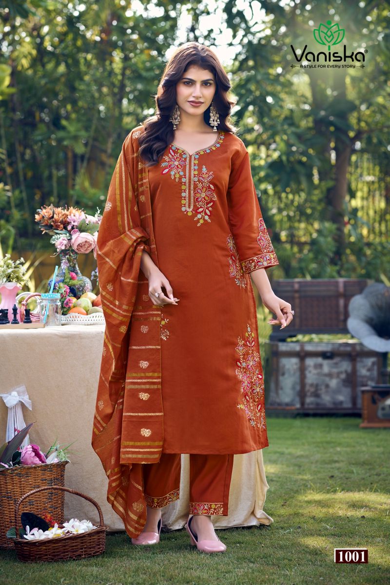 Vaniska Gulzar Vol 1 Mal Chanderi Silk Sequence Work Kurti With Bottom Dupatta Set — Wholesale Kurtis, Vardan Ethnic wholesale from Surat — view 2