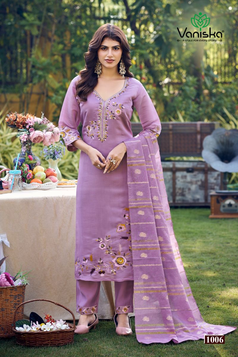 Vaniska Gulzar Vol 1 Mal Chanderi Silk Sequence Work Kurti With Bottom Dupatta Set — Wholesale Kurtis, Vardan Ethnic wholesale from Surat — view 5