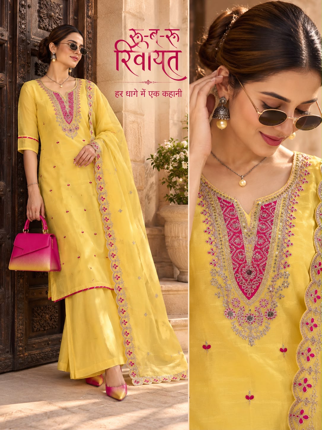 Vardan Ethnic Mul Chanderi 3 Piece Suit Set with Dupatta Work Cotton Aster — Wholesale Kurtis, Vardan Ethnic wholesale from Surat — Photo 6