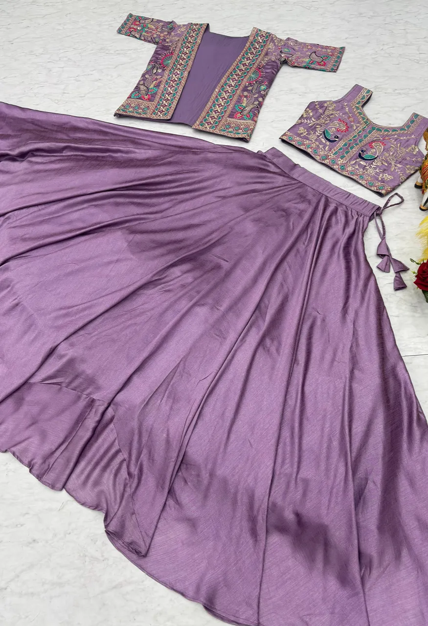 Ram 142 Pure Vichitra Lehenga Choli with Embroidered Koti Wholesale Festival Wear — Lehenga, Vardan Ethnic wholesale from Surat — view 5