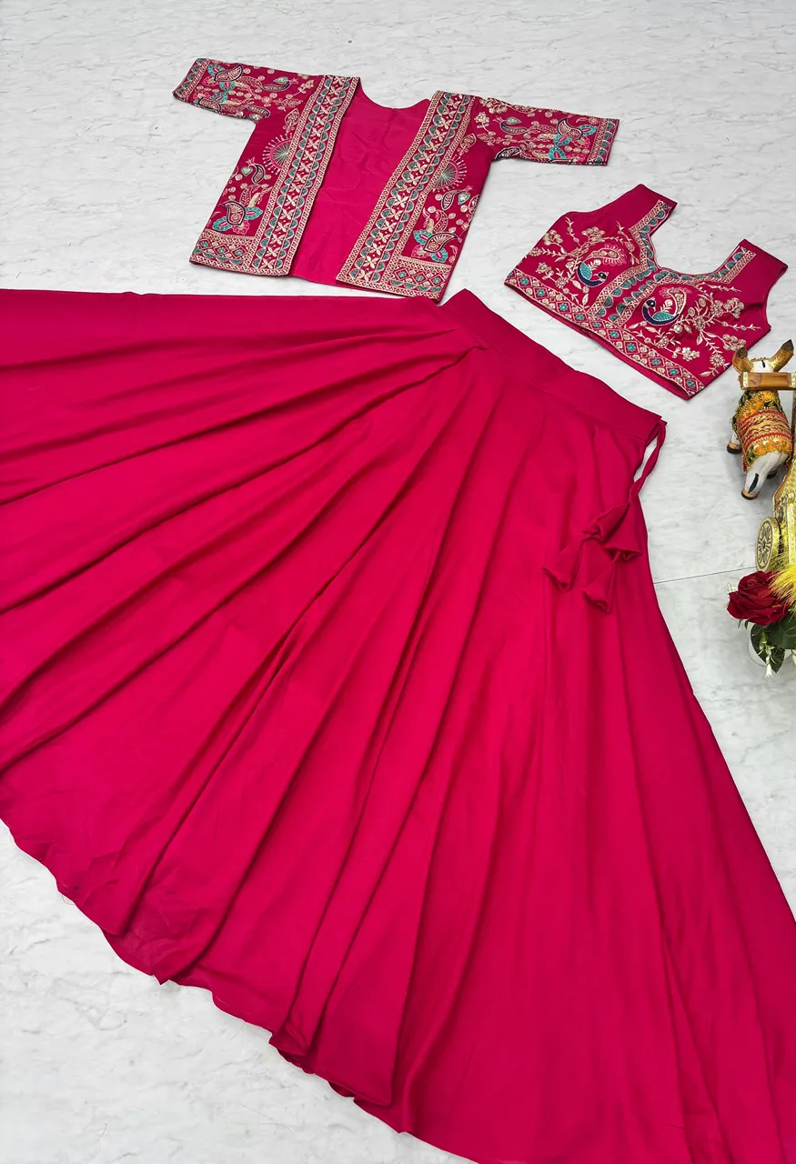 Ram 142 Pure Vichitra Lehenga Choli with Embroidered Koti Wholesale Festival Wear — Lehenga, Vardan Ethnic wholesale from Surat — view 9