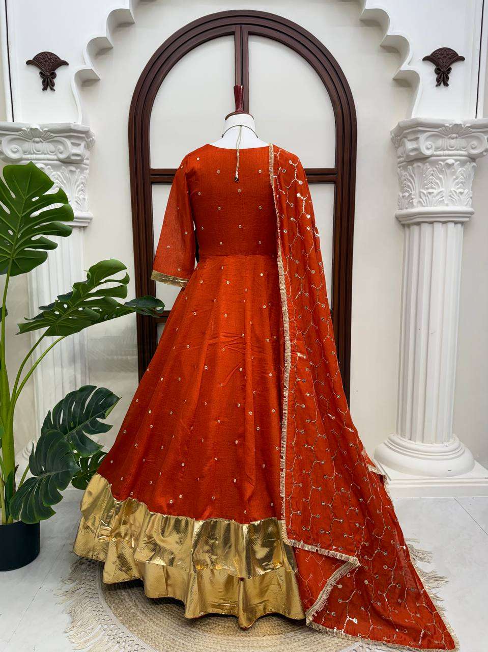 RTC 6075 Vichitra Silk Fully Stitched Anarkali Suit with Dupatta — Wholesale Kurtis, Vardan Ethnic wholesale from Surat — view 4