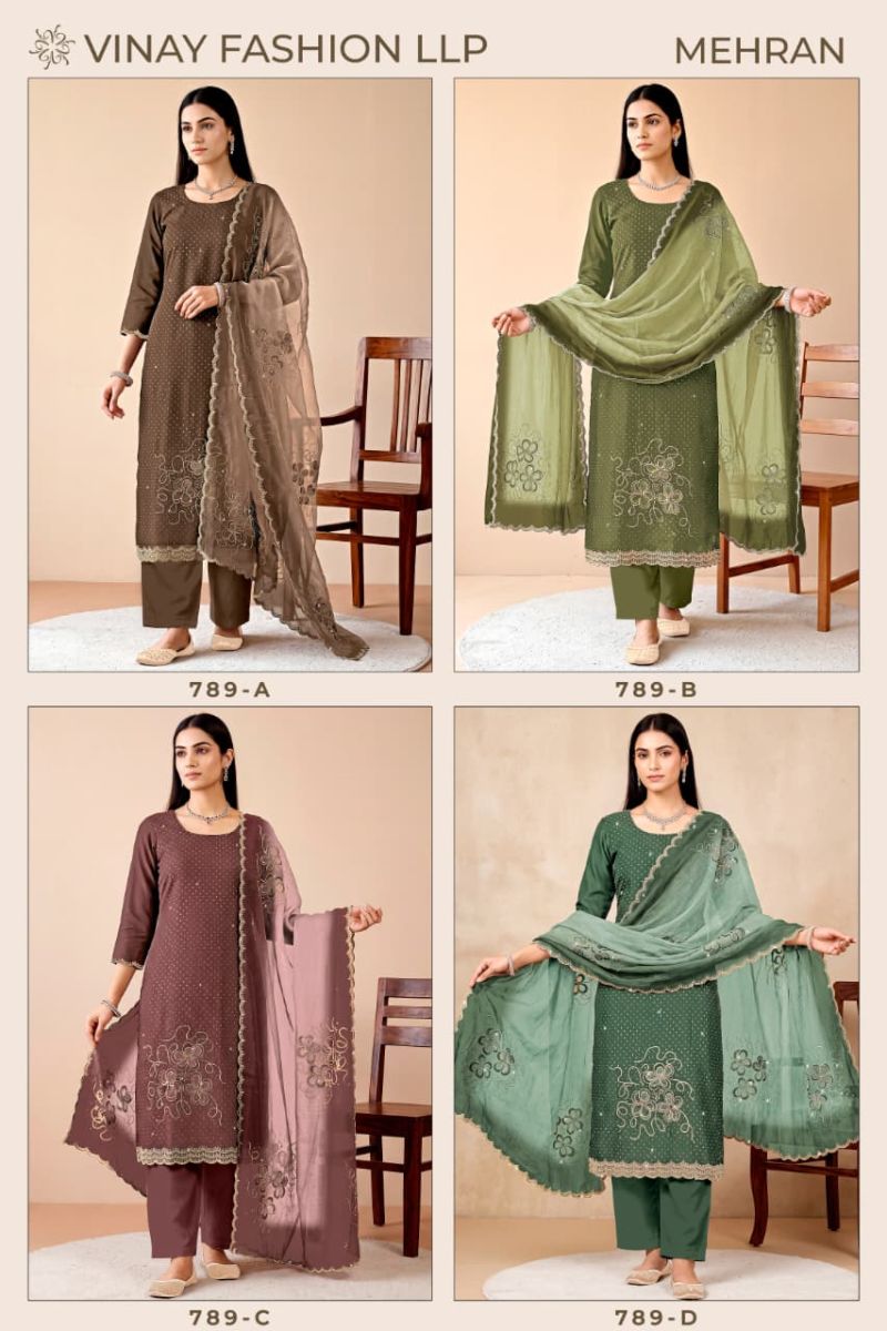 Vinay Kuleesh Mehran Royal Crinkle Zarkan Work Designer Salwar Kameez Wholesale — Wholesale Salwar Suits, Vinay Fashion wholesale from Surat — Photo 5