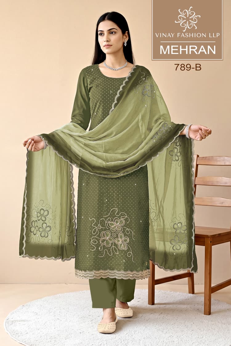 Vinay Kuleesh Mehran Royal Crinkle Zarkan Work Designer Salwar Kameez Wholesale — Wholesale Salwar Suits, Vinay Fashion wholesale from Surat — Photo 4