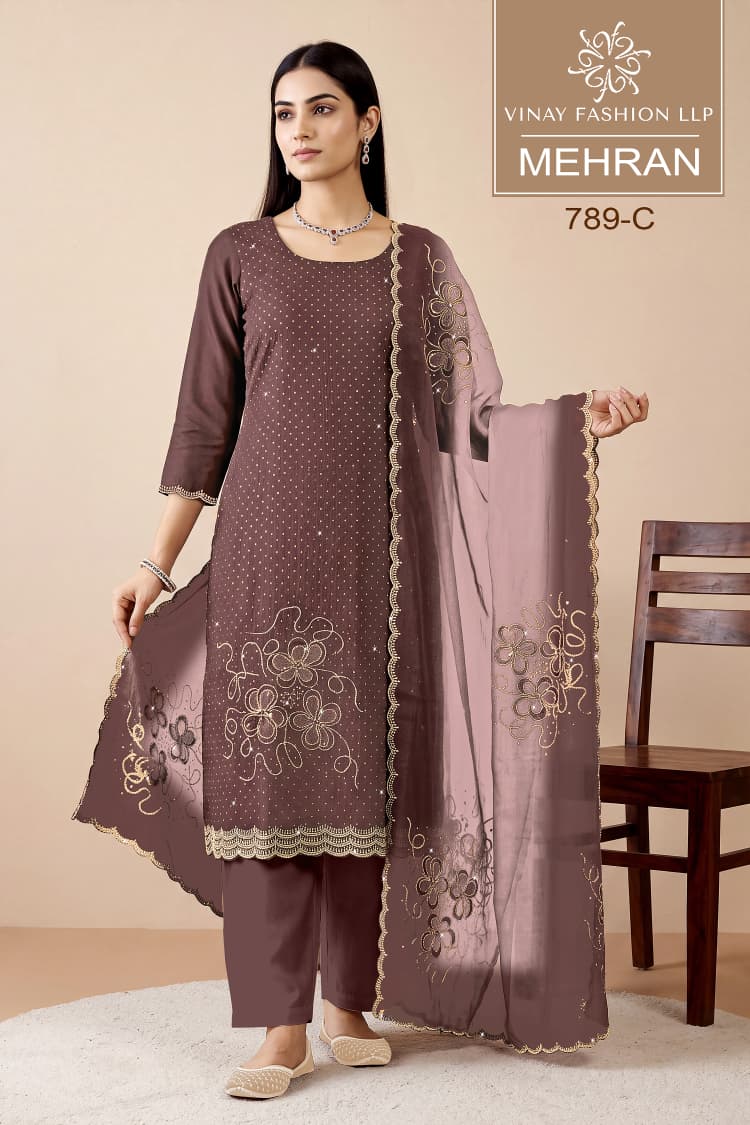 Vinay Kuleesh Mehran Royal Crinkle Zarkan Work Designer Salwar Kameez Wholesale — Wholesale Salwar Suits, Vinay Fashion wholesale from Surat — Photo 3