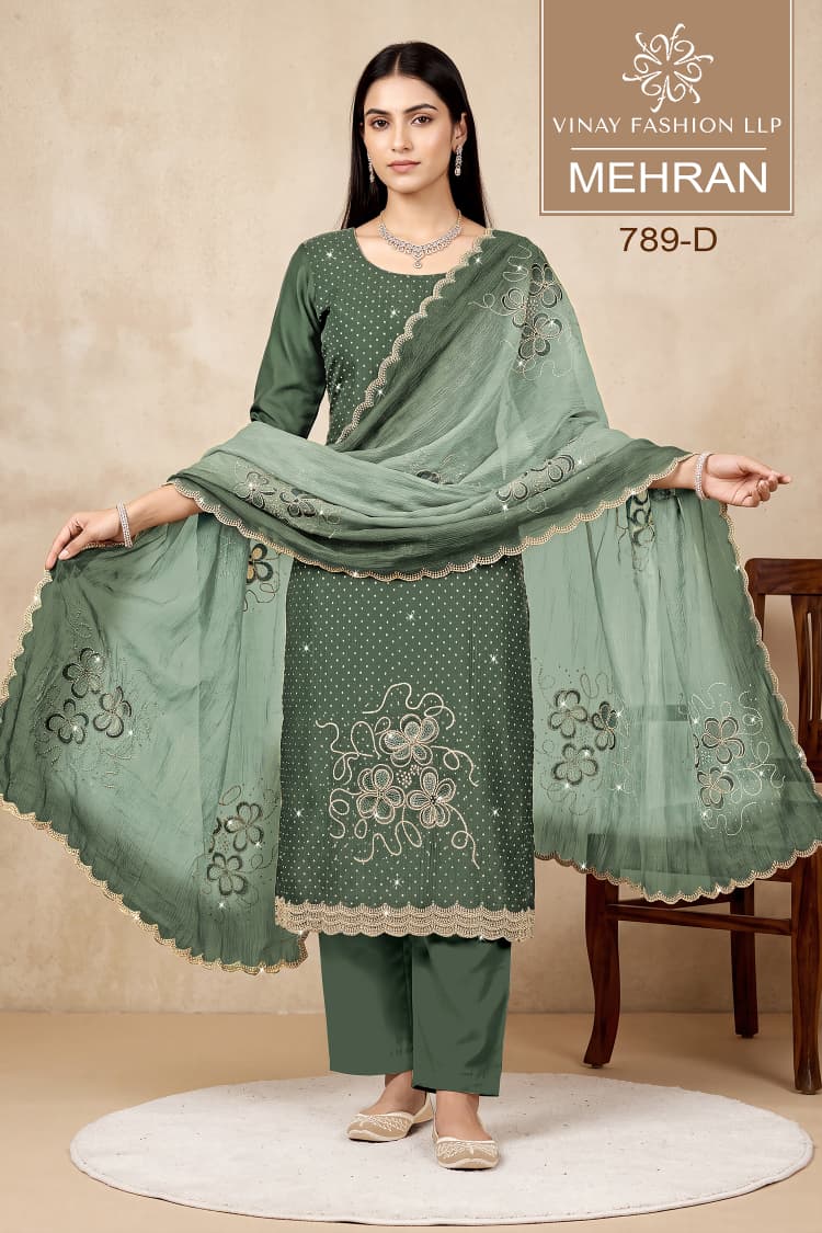 Vinay Kuleesh Mehran Royal Crinkle Zarkan Work Designer Salwar Kameez Wholesale — Wholesale Salwar Suits, Vinay Fashion wholesale from Surat — Photo 2