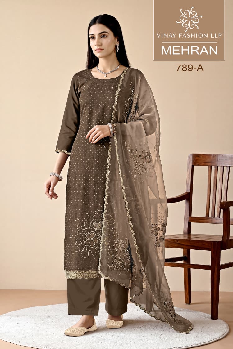 Vinay Kuleesh Mehran Royal Crinkle Zarkan Work Designer Salwar Kameez Wholesale