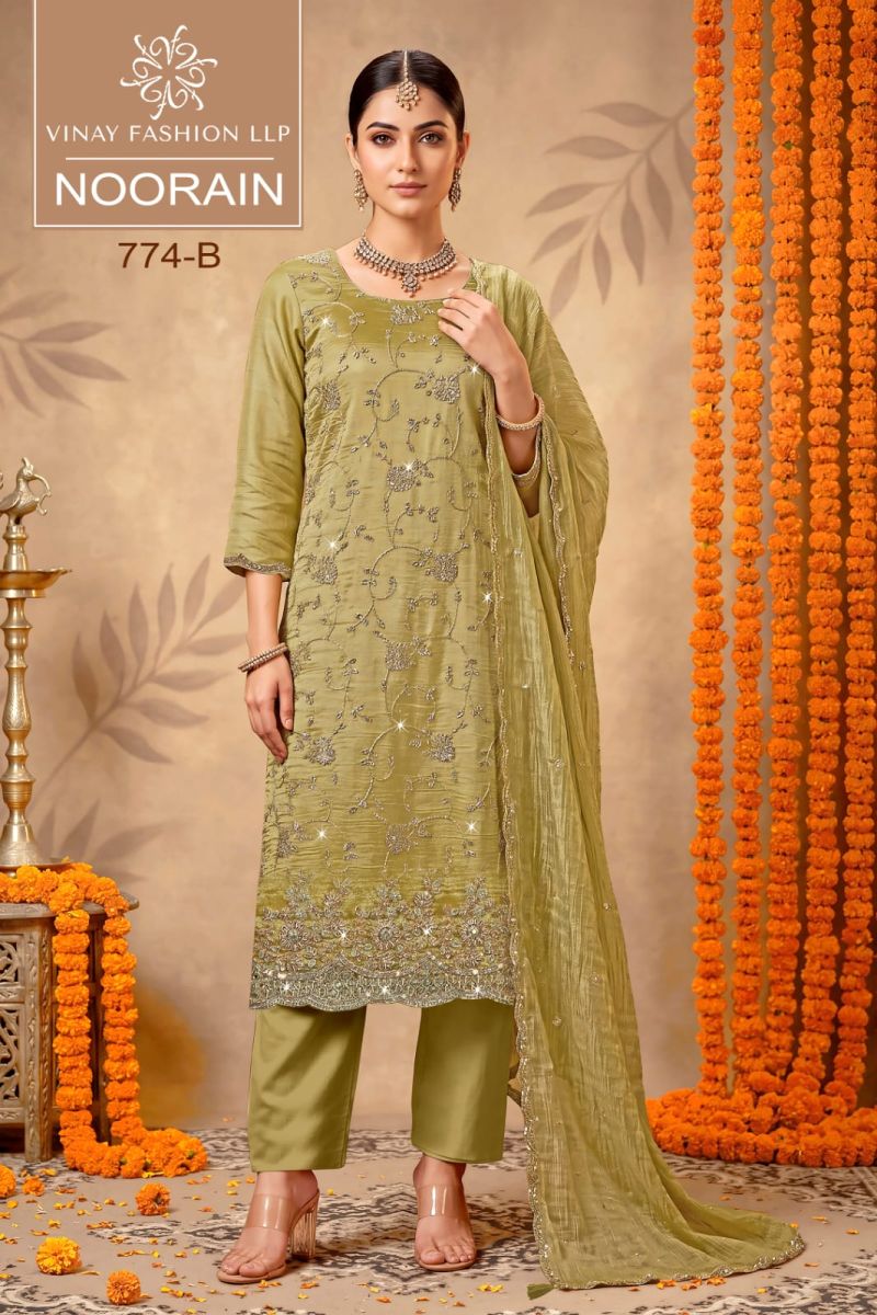 Vinay Kuleesh Noorain Gold Silk Beads & Zari Work Designer Salwar Kameez Wholesale — Wholesale Salwar Suits, Vinay Fashion wholesale from Surat — Photo 3