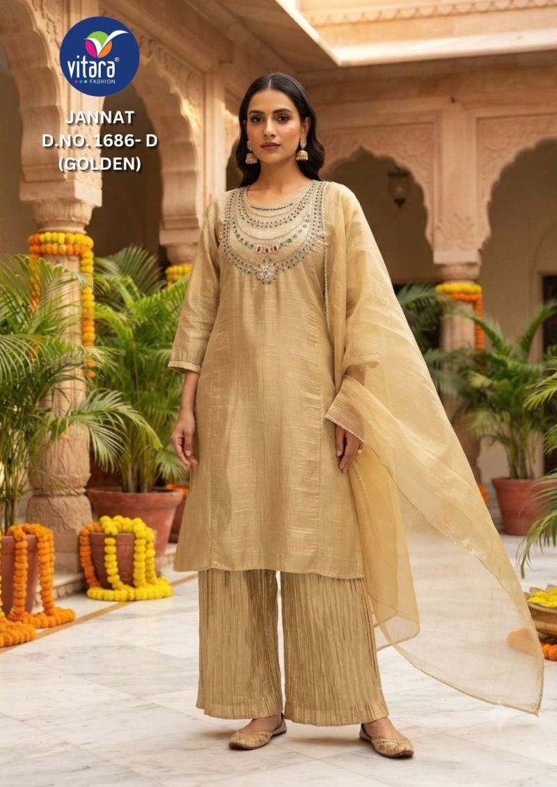 Vitara Jannat Salsa Embroidery And Hand Work Kurti With Bottom Dupatta Catalog — Wholesale Kurtis, Vitara Fashion wholesale from Surat — view 3