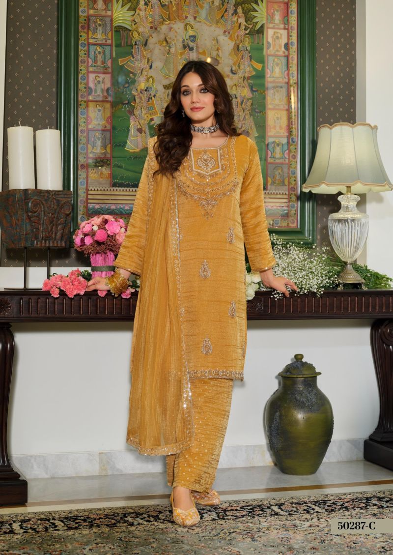 Zaveri D 50287 C Crush Tissue Beats Work Designer Salwar Kameez Catalog — Wholesale Pakistani Suits, Vardan Ethnic wholesale from Surat — Photo 3