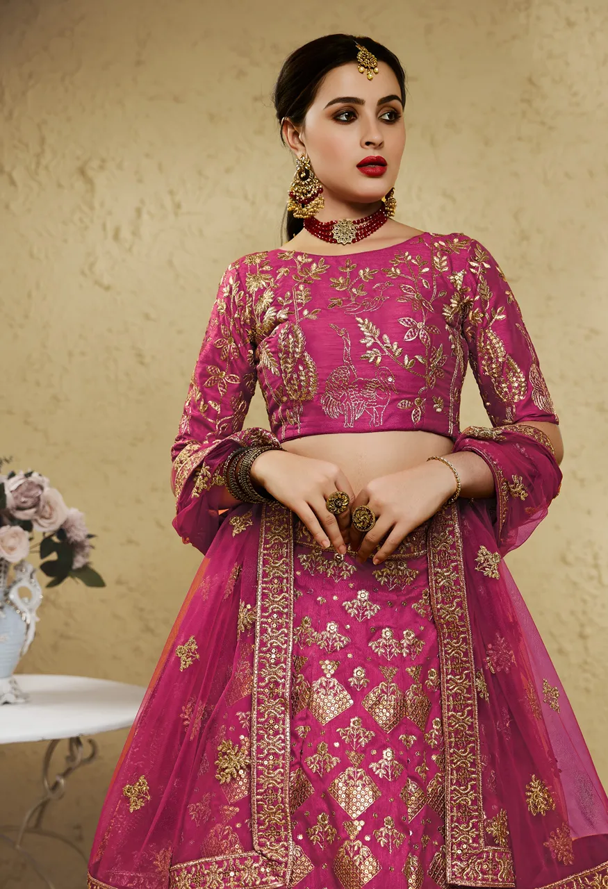 Rani Pink Regal Embroidered Lehenga Choli  Zeel 7055-Pink