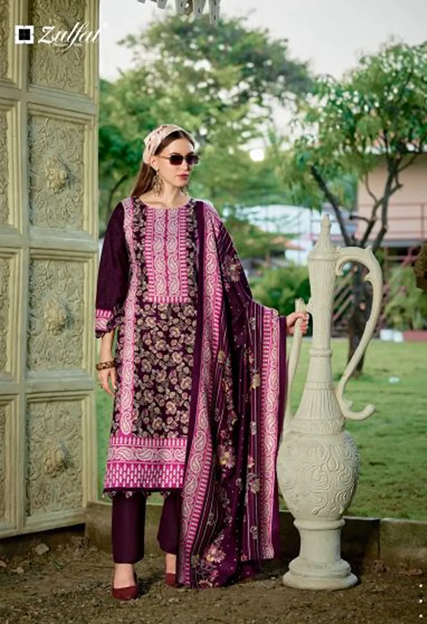 Zulfat Shahinoor Pure Woollen Pashmina Printed Dress Material with Shawl Dupatta — Wholesale Salwar Suits, Zulfat Designer Suit wholesale from Surat — view 3