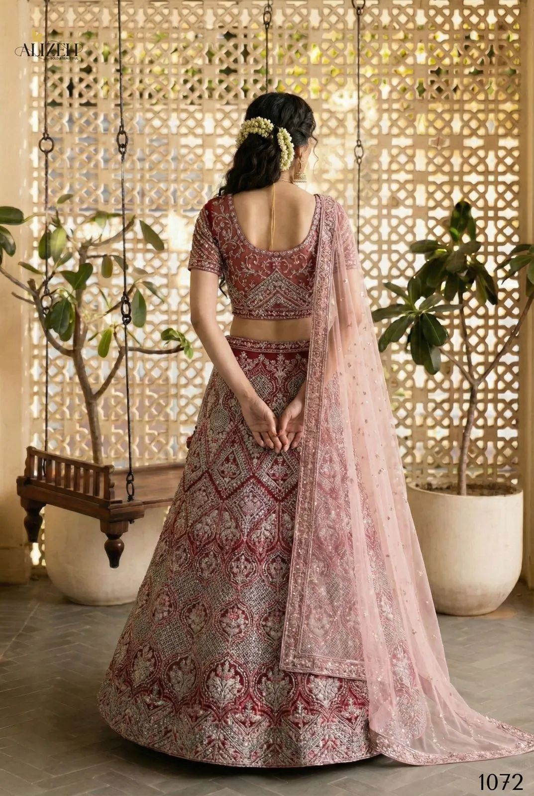 Alizeh 1072 Premium Designer Maroon Lehenga Choli Set