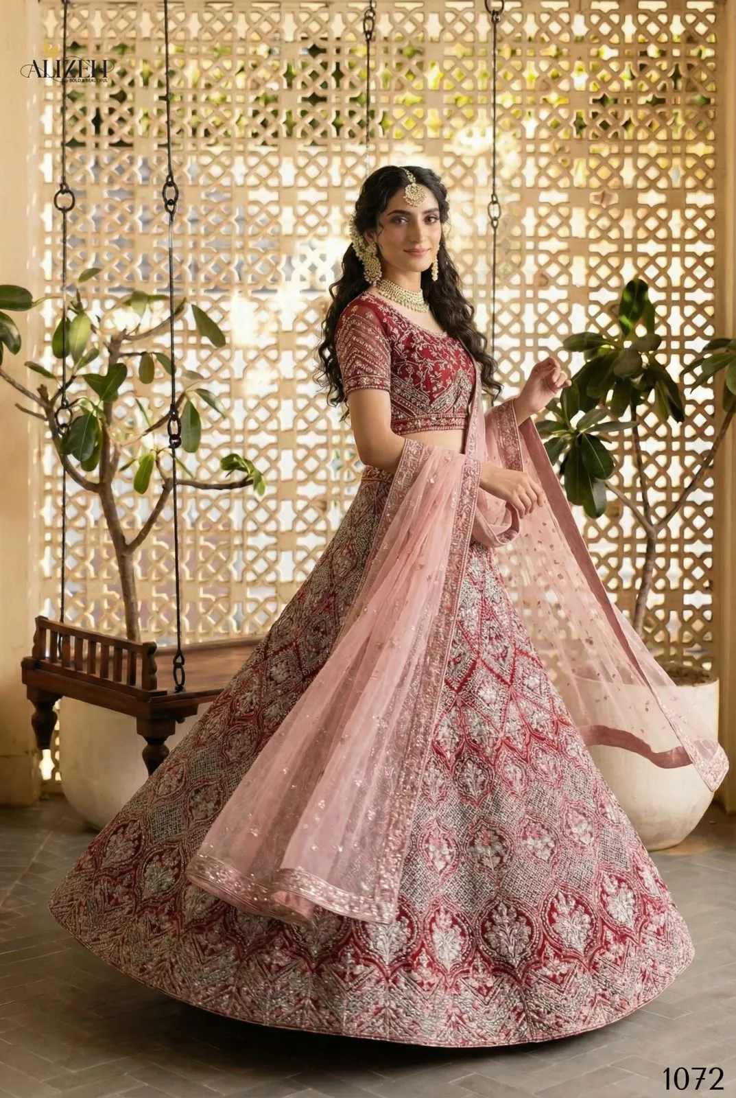Alizeh 1072 Premium Designer Maroon Lehenga Choli Set