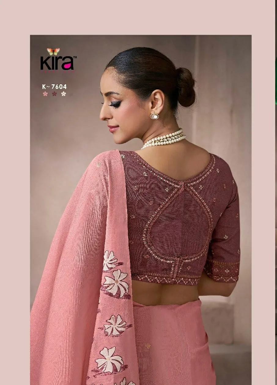 Kira Kora Silk Viscose Cotton Saree with Fancy Worked Blouse