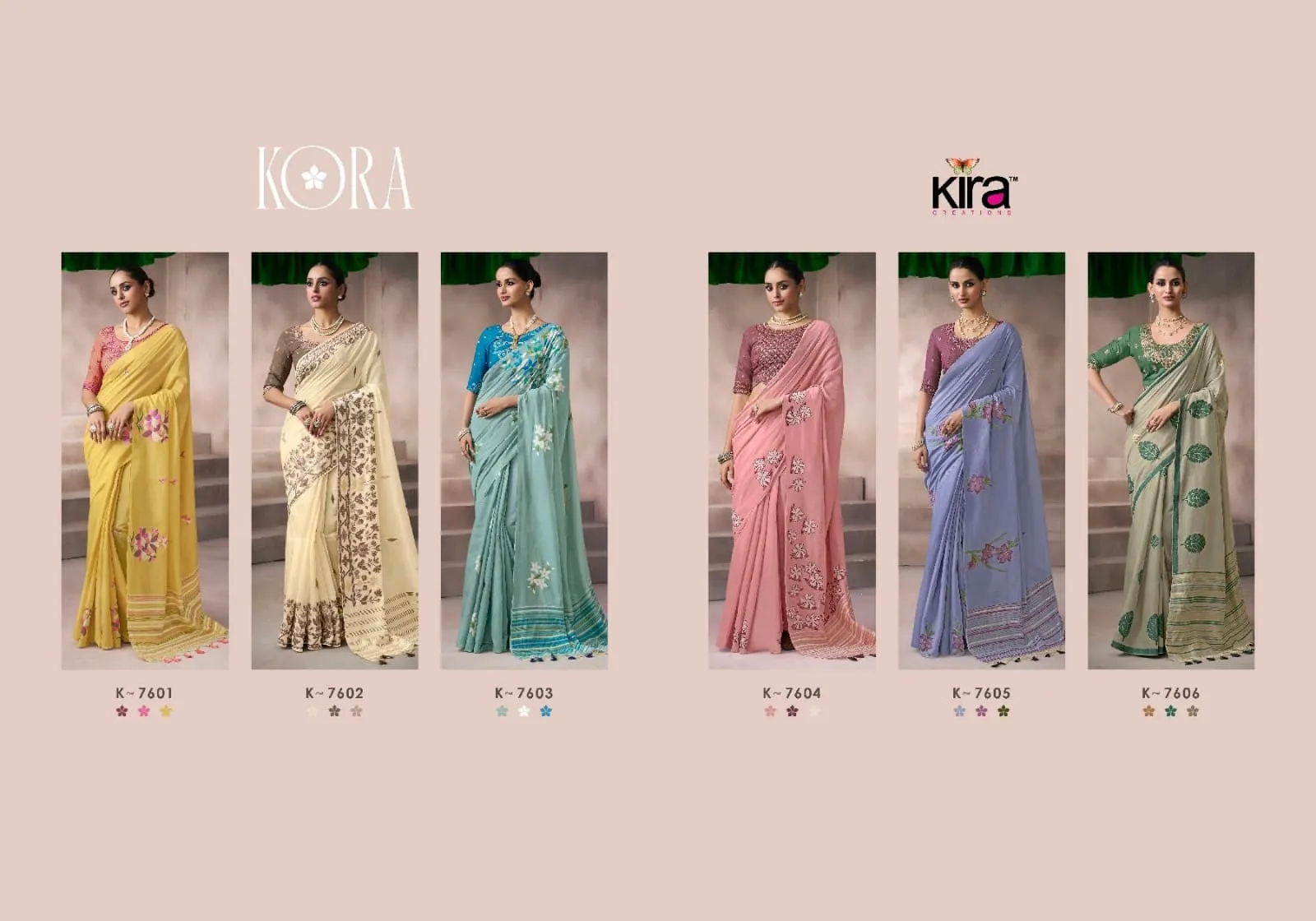 Kira Kora Silk Viscose Cotton Saree with Fancy Worked Blouse