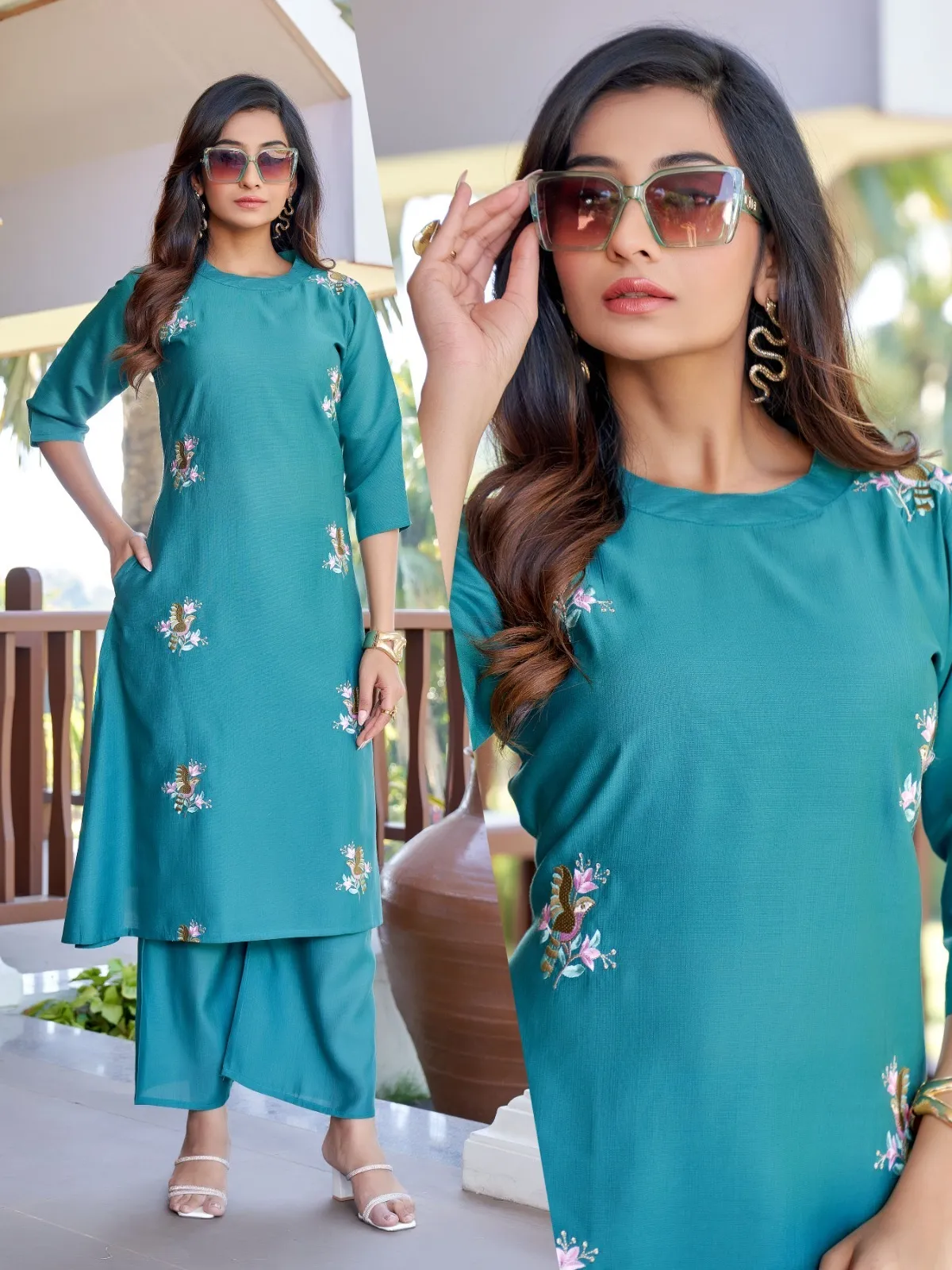 Naisha K 518 Vertican With Work A Line Co Ord Set Collection