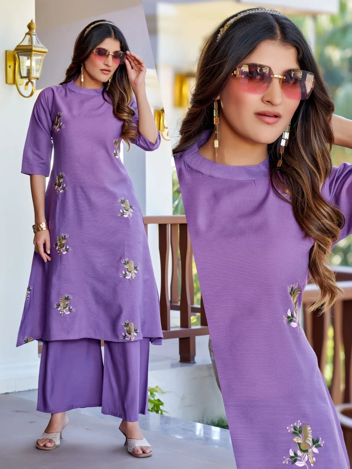 Naisha K 518 Vertican With Work A Line Co Ord Set Collection
