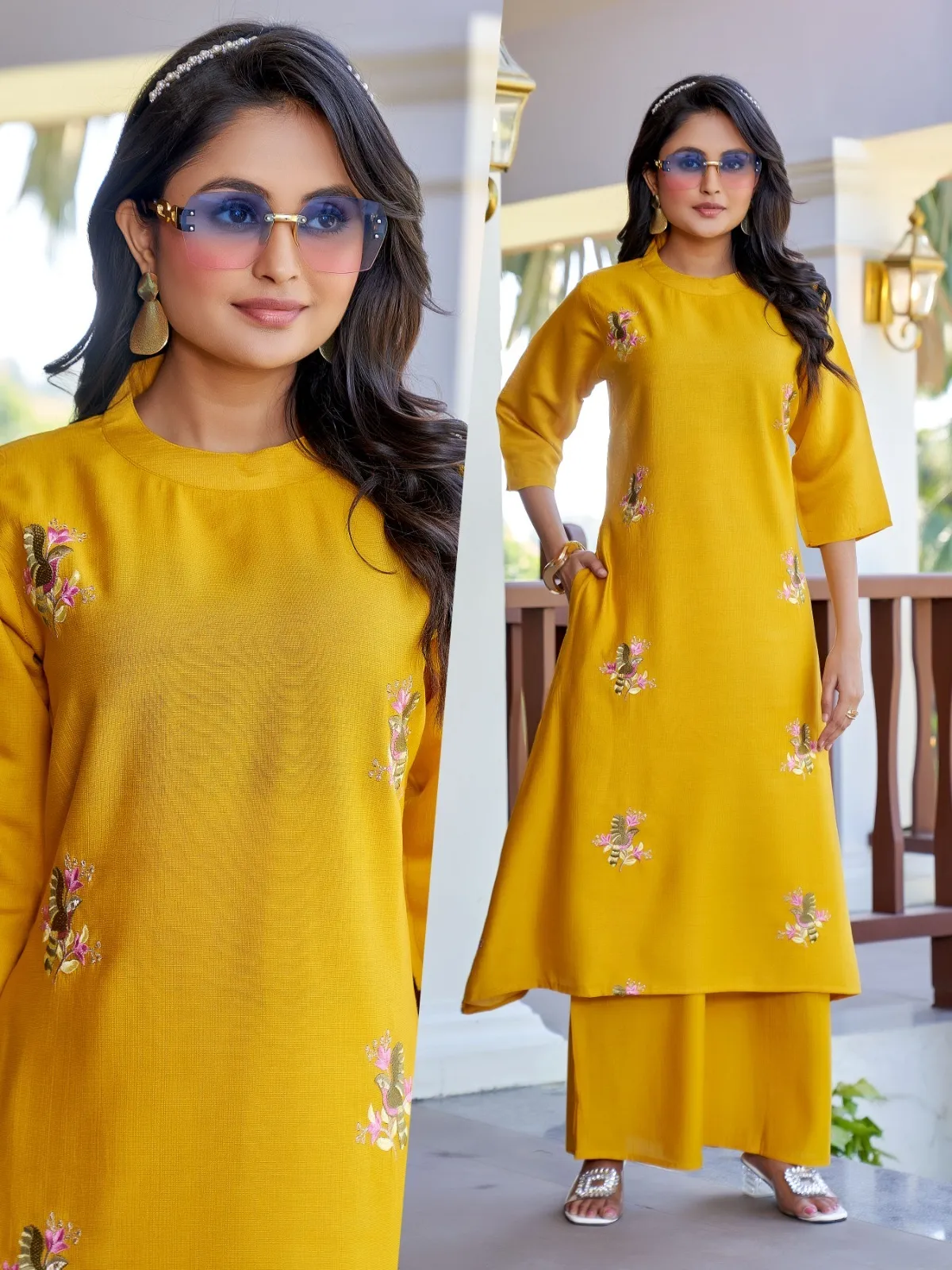 Naisha K 518 Vertican With Work A Line Co Ord Set Collection