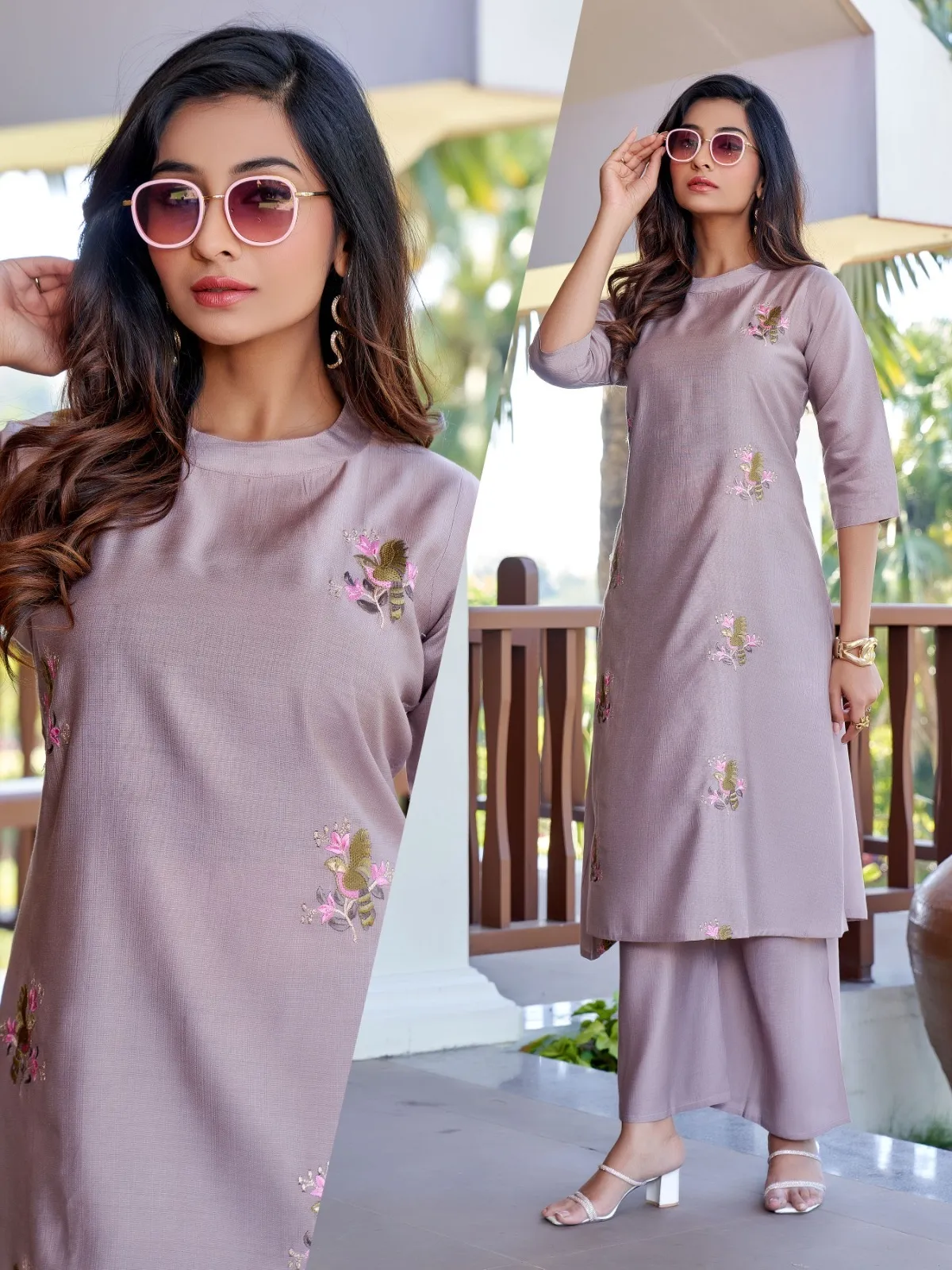 Naisha K 518 Vertican With Work A Line Co Ord Set Collection