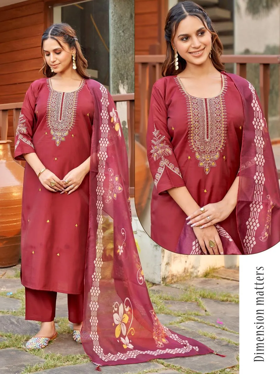 Naisha K 519 Roman Silk With Work Kurti With Bottom and Dupatta Set