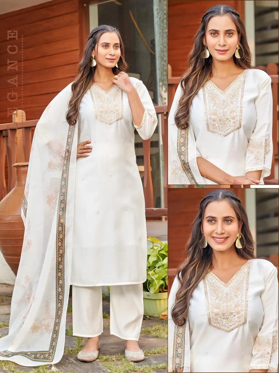 Naisha K 519 Roman Silk With Work Kurti With Bottom and Dupatta Set