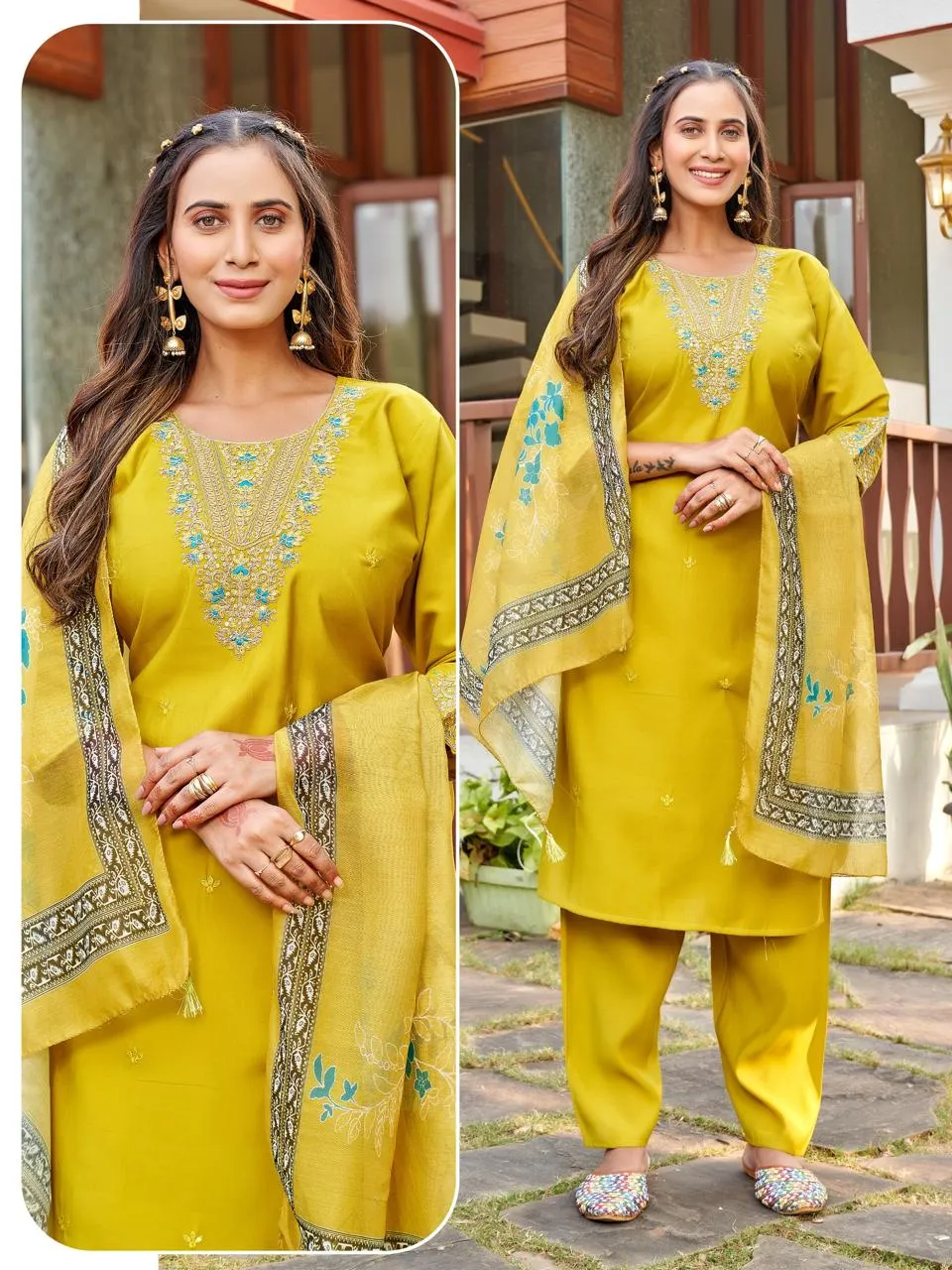 Naisha K 519 Roman Silk With Work Kurti With Bottom and Dupatta Set