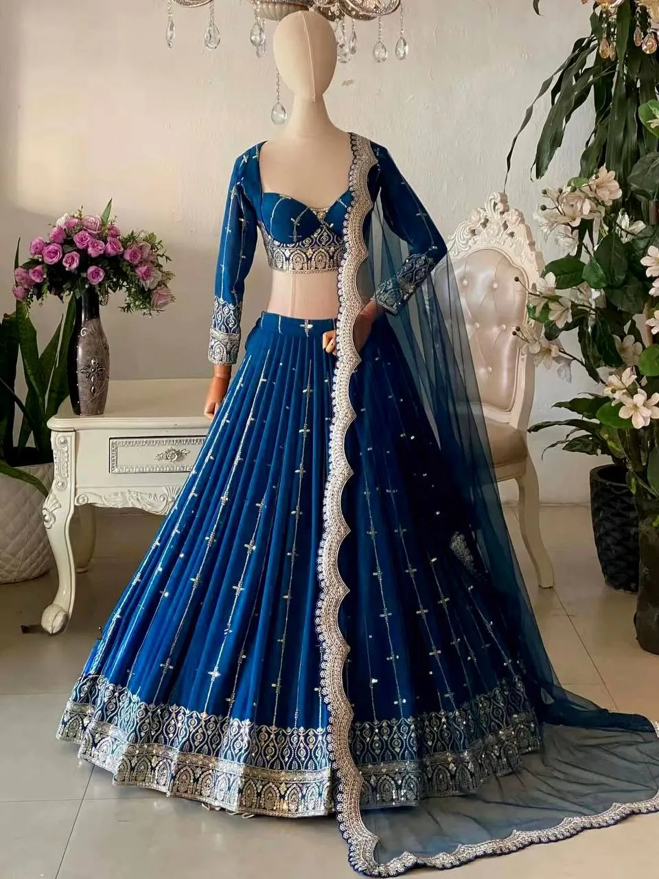 QRC-386 Heavy Boutique Faux Georgette Lehenga Choli with Net Dupatta