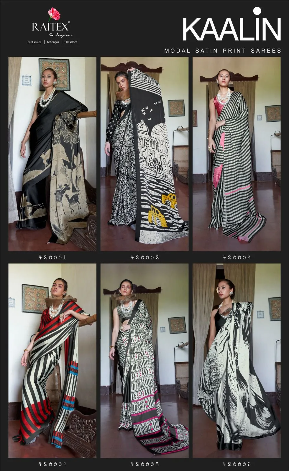 Rajtex Fabrics Kaalin Modal Satin Printed Saree Collection