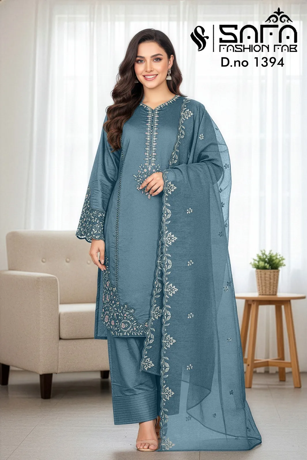 Safa Fashion Fab 1394 Cotton Blend Embrodered Pakistani Suit