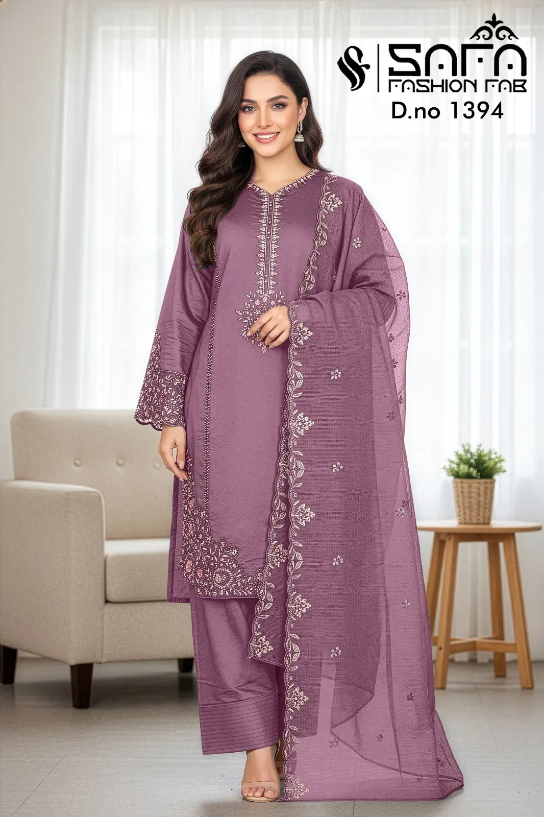 Safa Fashion Fab 1394 Cotton Blend Embrodered Pakistani Suit