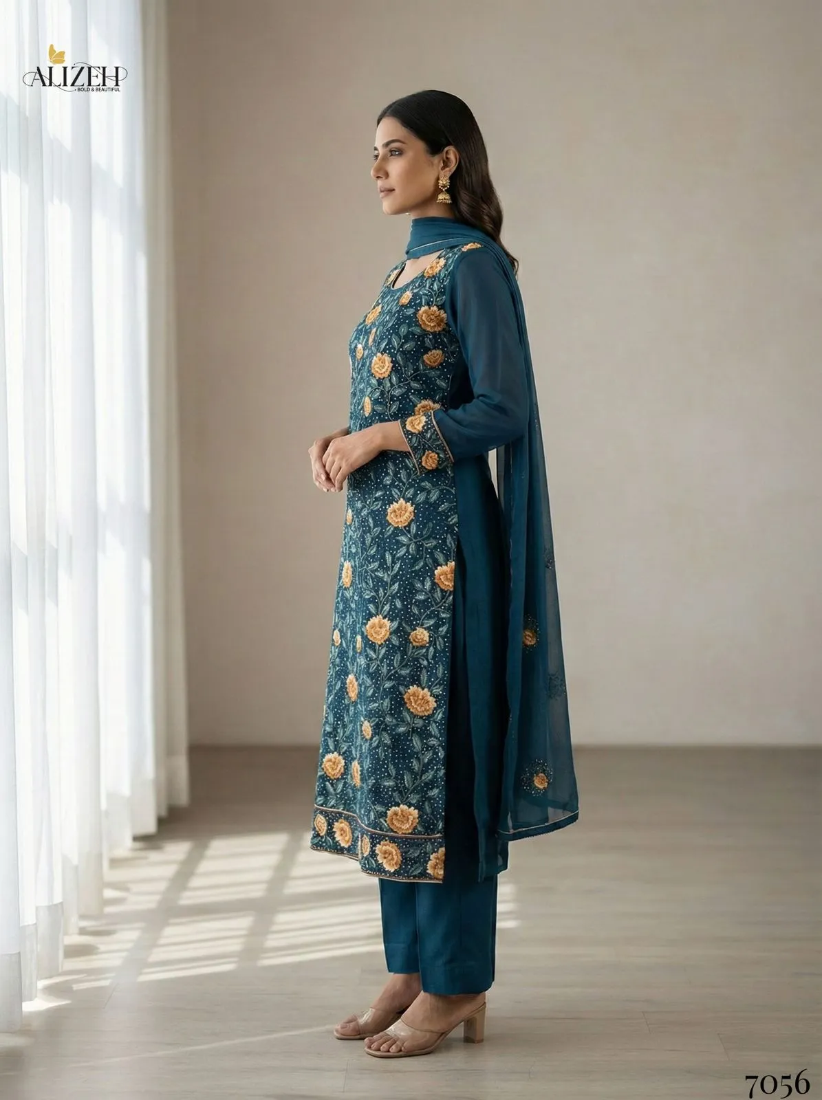 Alizeh 7054 To 7057 Georgette With Embroidered Work Readymade Suit