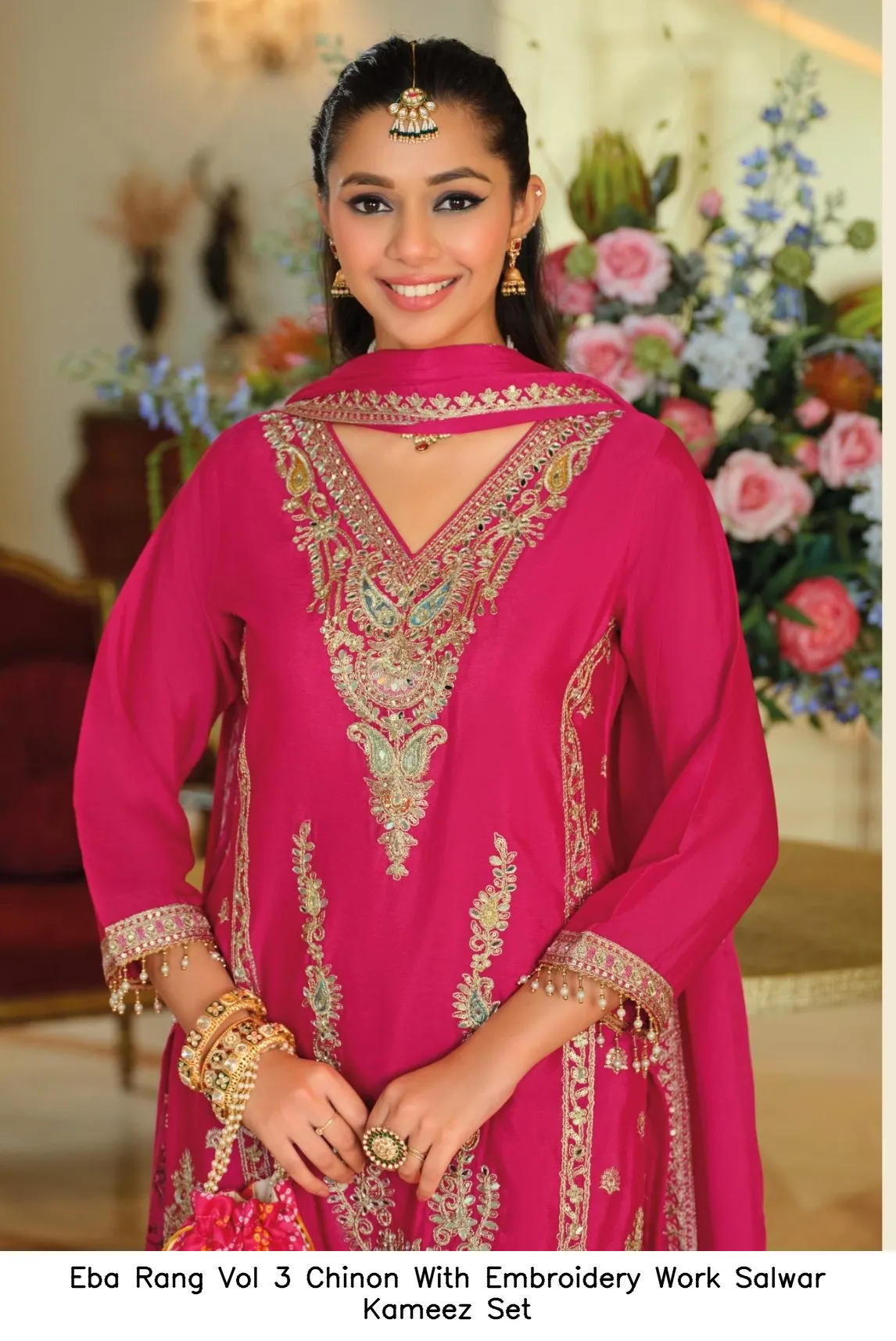 Eba Rang Vol 3 Chinon With Embroidery Work Salwar Kameez Set