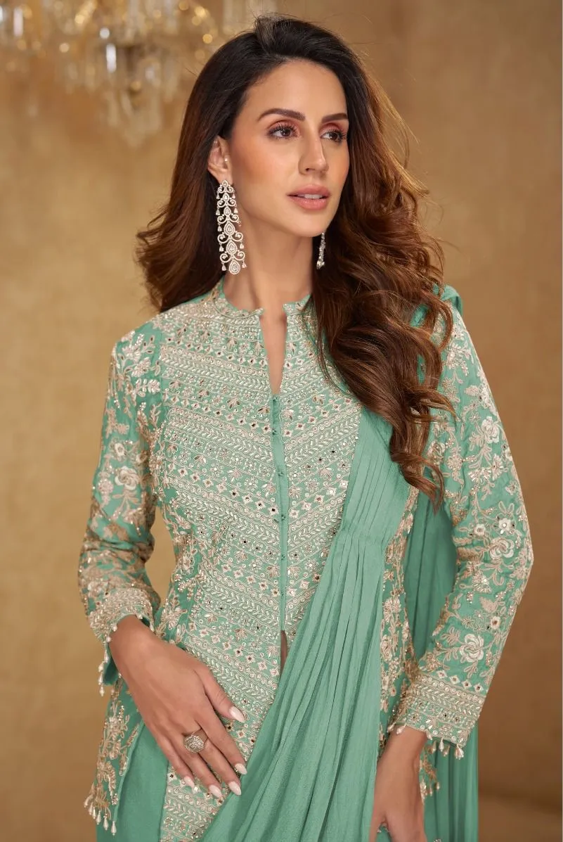 Gulkayra Mirza Chinon With Embroidery Designer Indo Western Collection