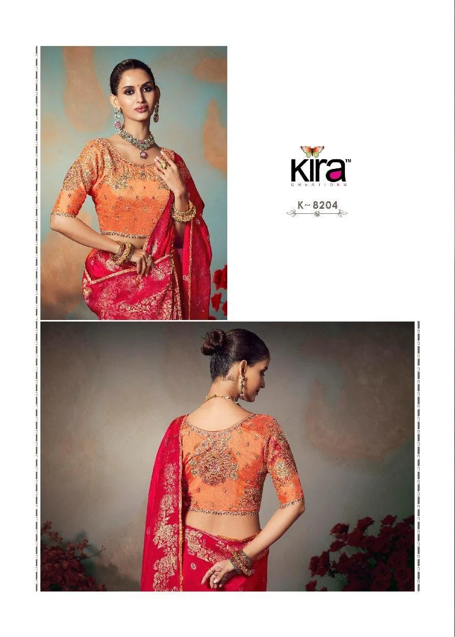 Kira Kamini Silk Beautiful Lace Border & Piping Saree Collection