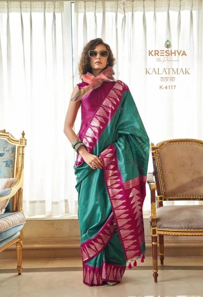 Kreshva Kalatmak Silk With Traditional Temple Border Saree