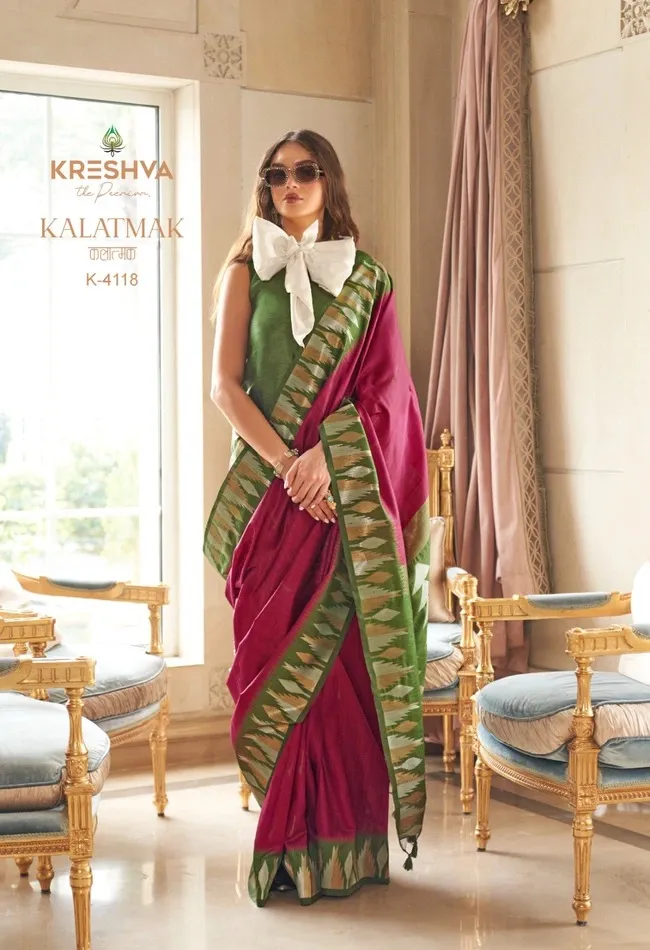 Kreshva Kalatmak Silk With Traditional Temple Border Saree