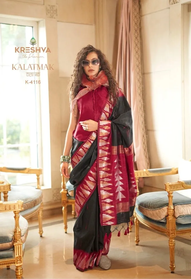 Kreshva Kalatmak Silk With Traditional Temple Border Saree