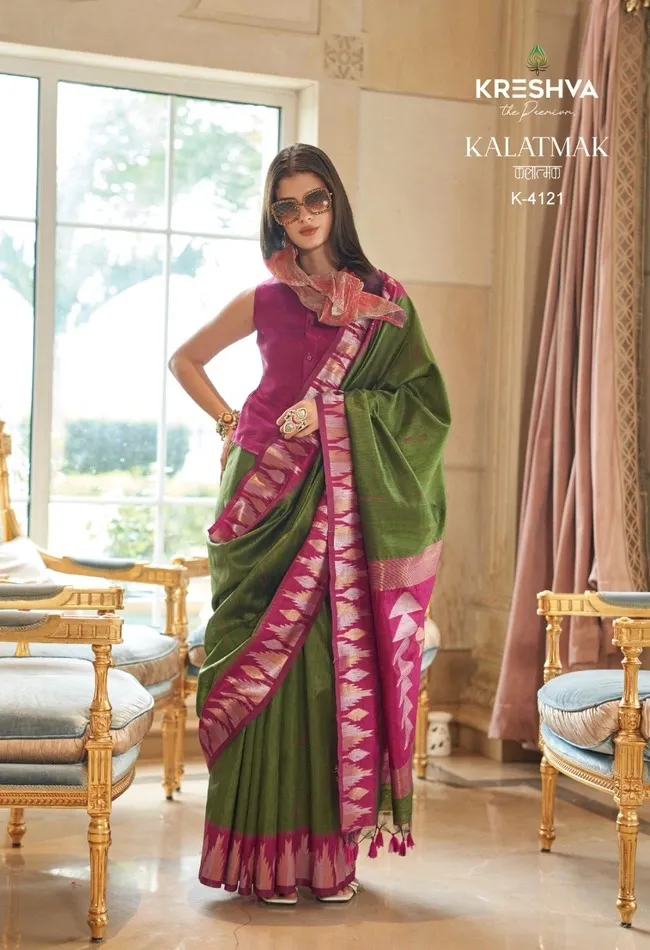 Kreshva Kalatmak Silk With Traditional Temple Border Saree
