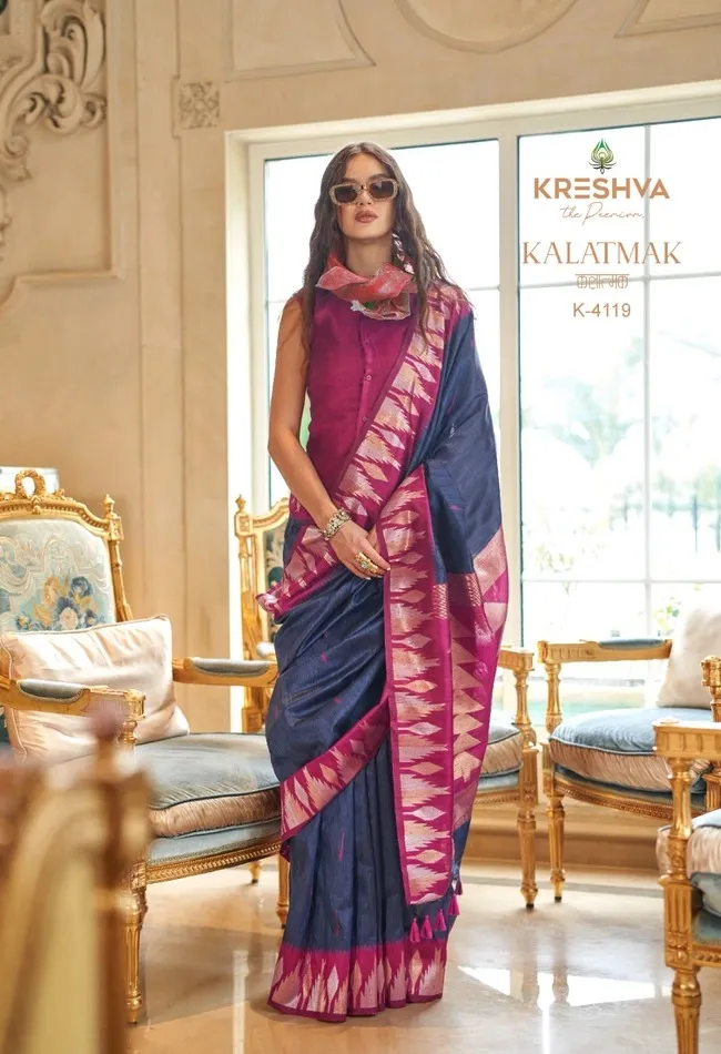 Kreshva Kalatmak Silk With Traditional Temple Border Saree