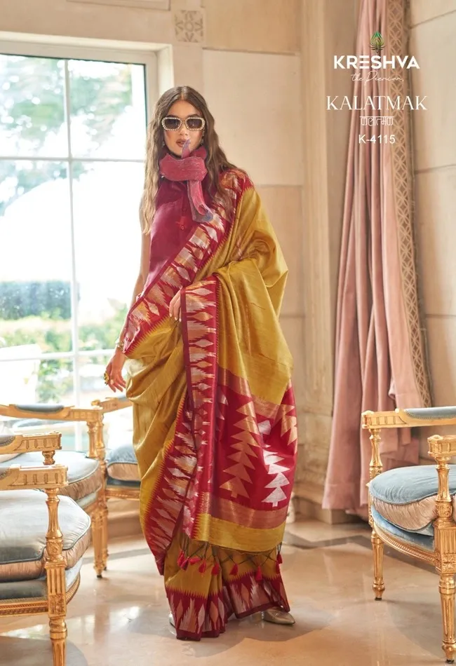 Kreshva Kalatmak Silk With Traditional Temple Border Saree