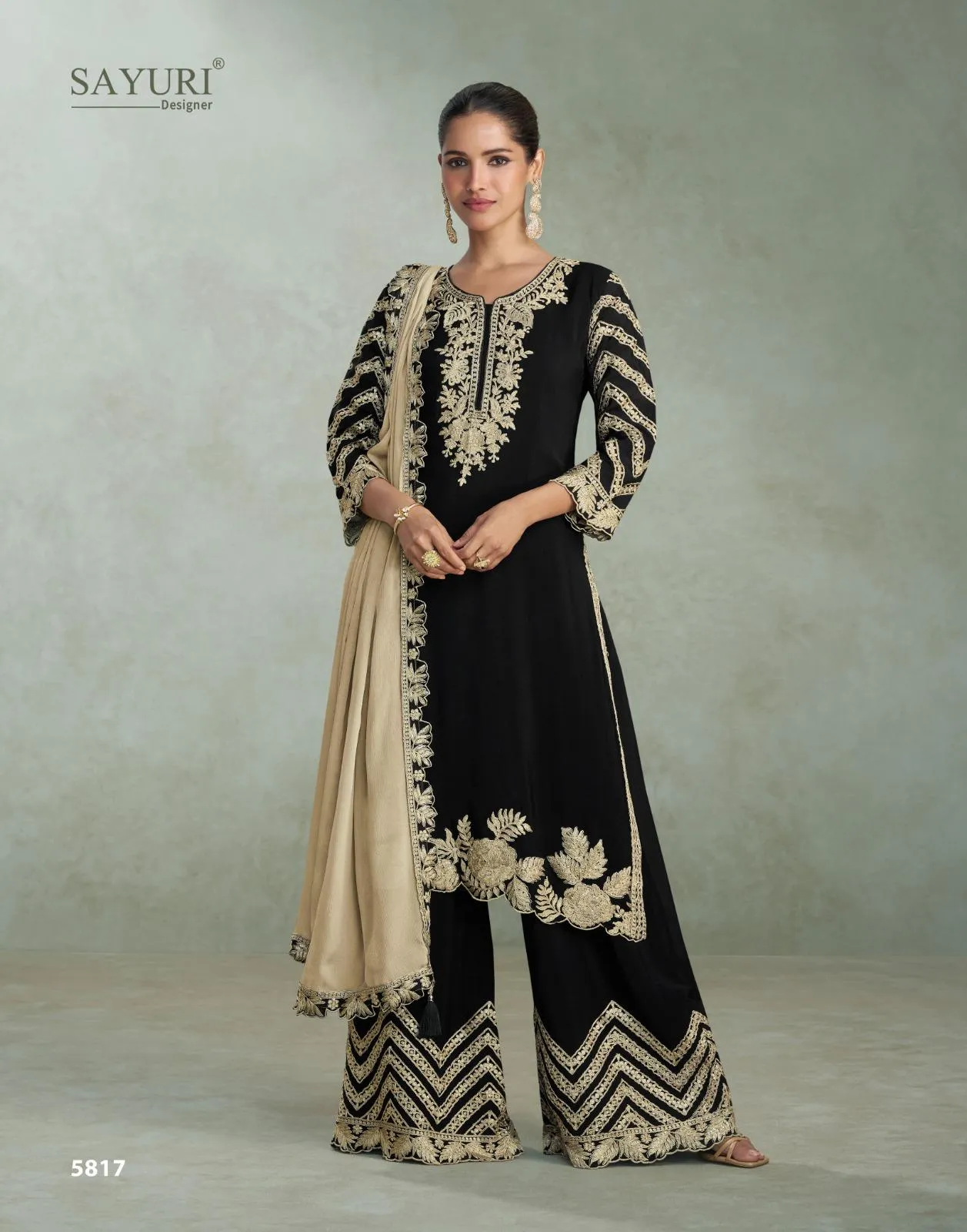 Sayuri Samira Chinon Silk Embroidered Work Designer Salwar Kameez