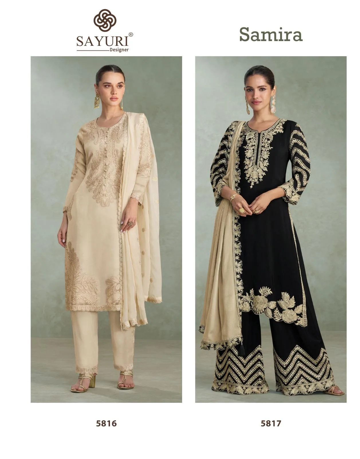 Sayuri Samira Chinon Silk Embroidered Work Designer Salwar Kameez