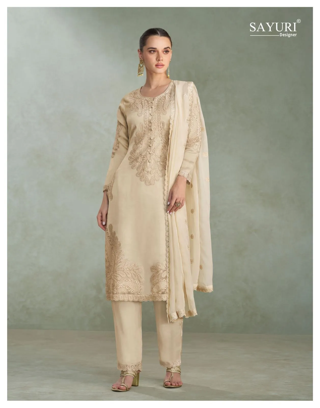 Sayuri Samira Chinon Silk Embroidered Work Designer Salwar Kameez