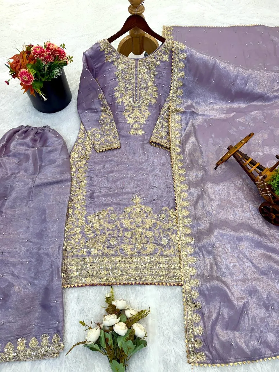 SSR 535 Gmy Silk With Heavy Embroidery Readymade Suit