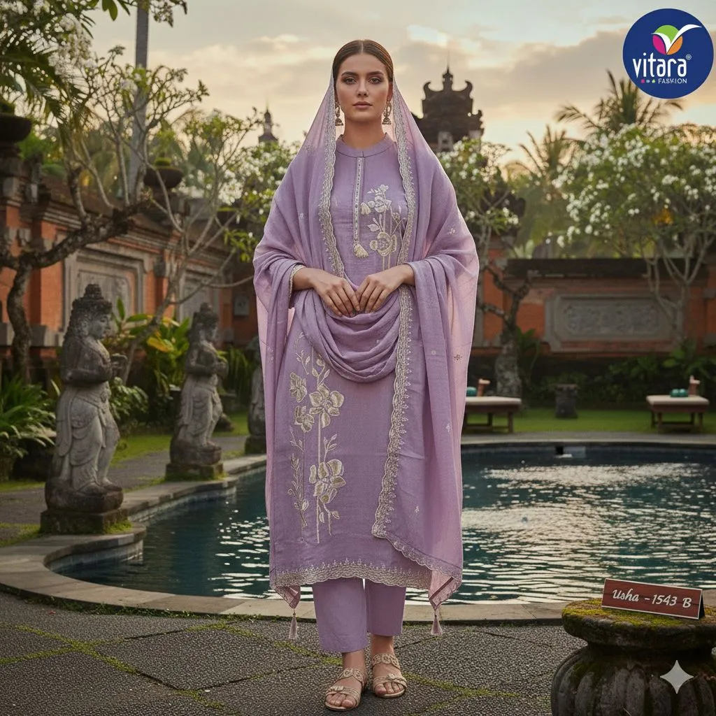 Vitara Usha Mal Chanderi With Embroidery Work Readymade Suit