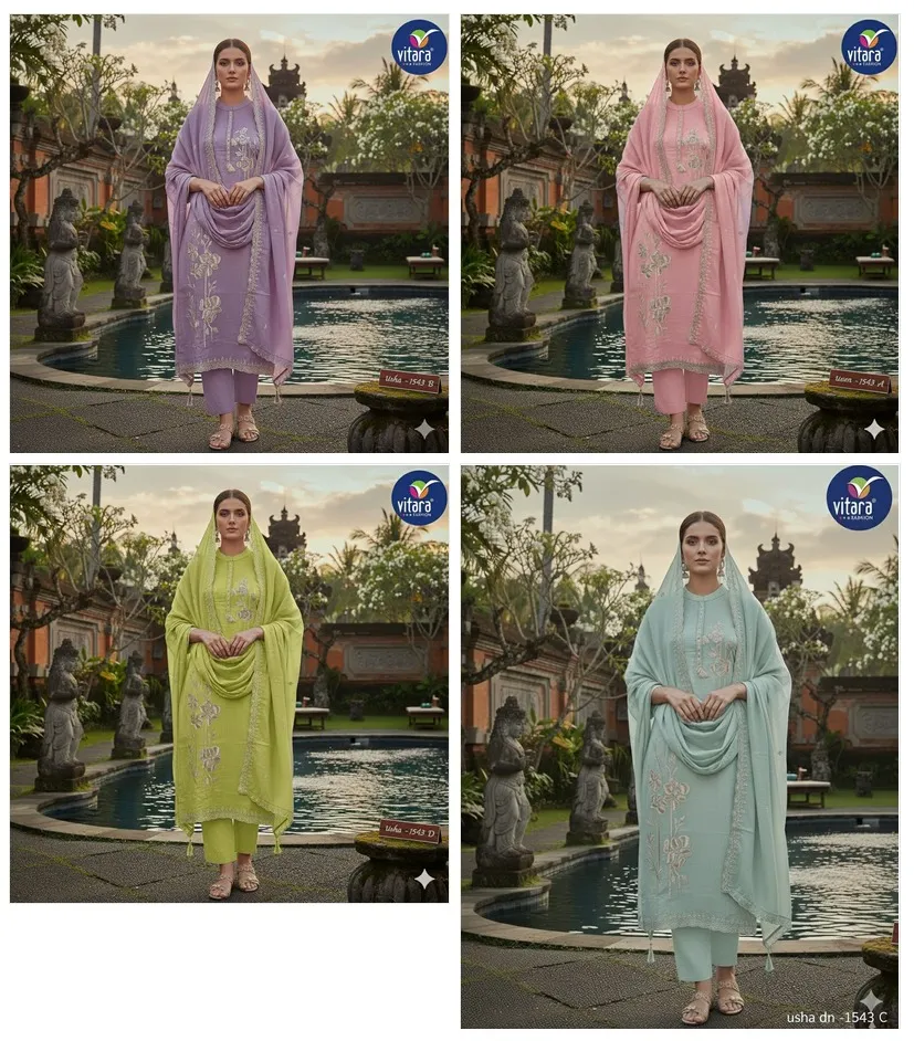 Vitara Usha Mal Chanderi With Embroidery Work Readymade Suit