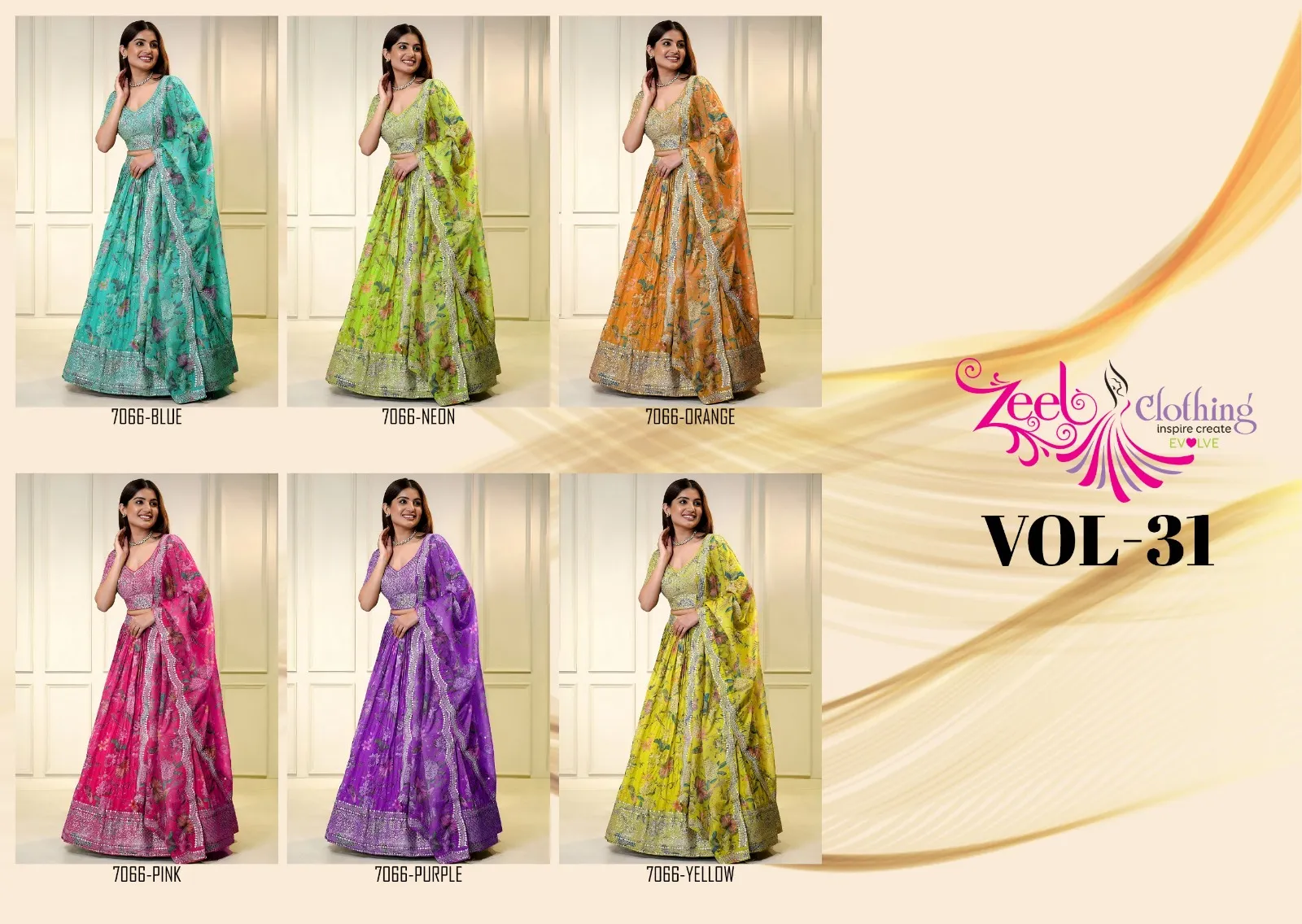 Zeel Vol 31 Organza Sequins Embroidery Work Lehenga Choli Set